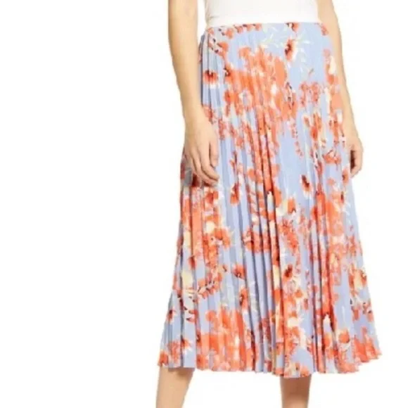 Halogen Cherry Blossom Floral Pleated Skirt M - Picture 2 of 7